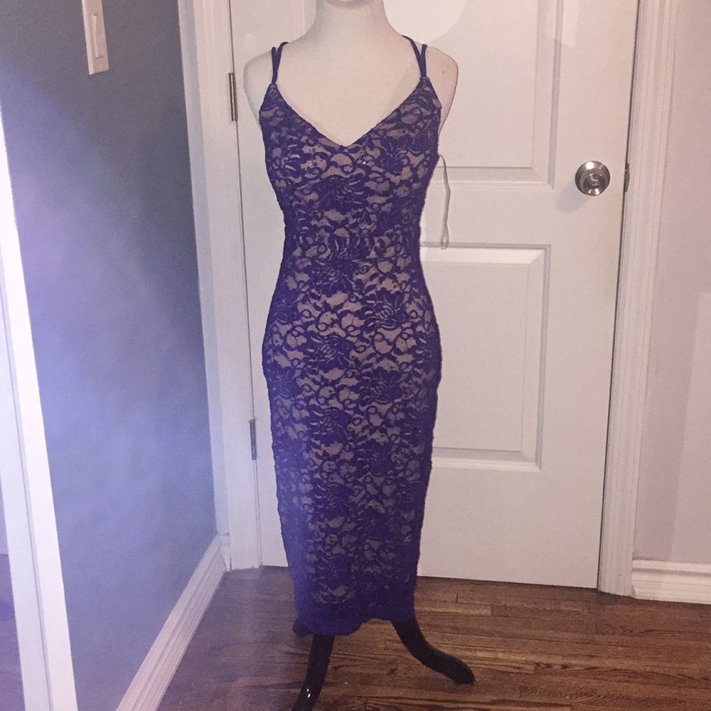 Purple / nude juniors dress by Emerald Sundae